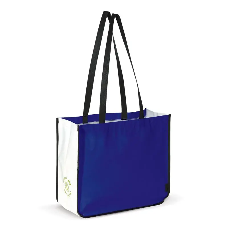 Große Einkaufsbeutel PP Non-Woven 120g/m² - Blau, Umweltfreundliche Tragetaschen, Querformat