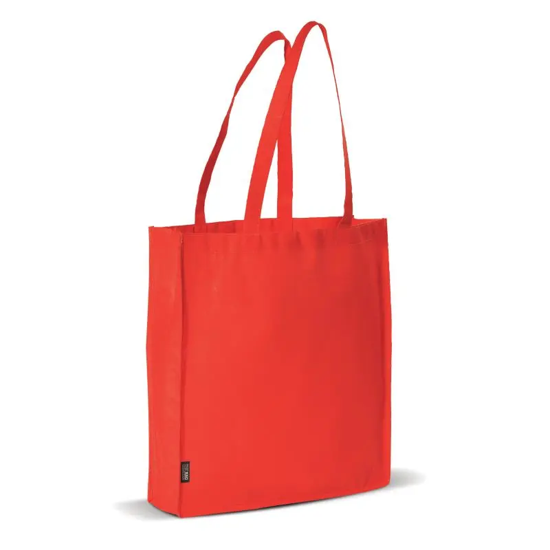 Non-Woven Tragetasche mit Bodenfalte 75g/m² – Leuchtendes Rot