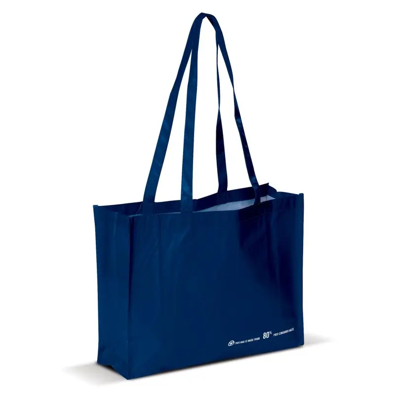 dunkelblaue R-PET Umhängetasche: Dunkelblaue RPET-Umhängetasche, umweltfreundlich, 110g/m²