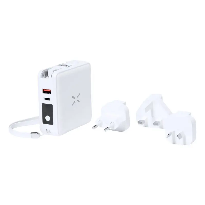 Joks Multifunktionaler Reiseadapter mit integrierter Powerbank - Weiß