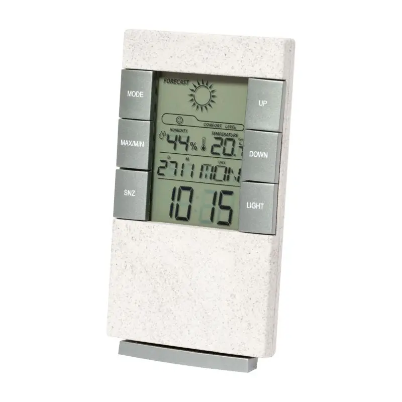 Maginly Wetterstation - Weißes Thermometer, Hygrometer und Uhr für Innenbereiche