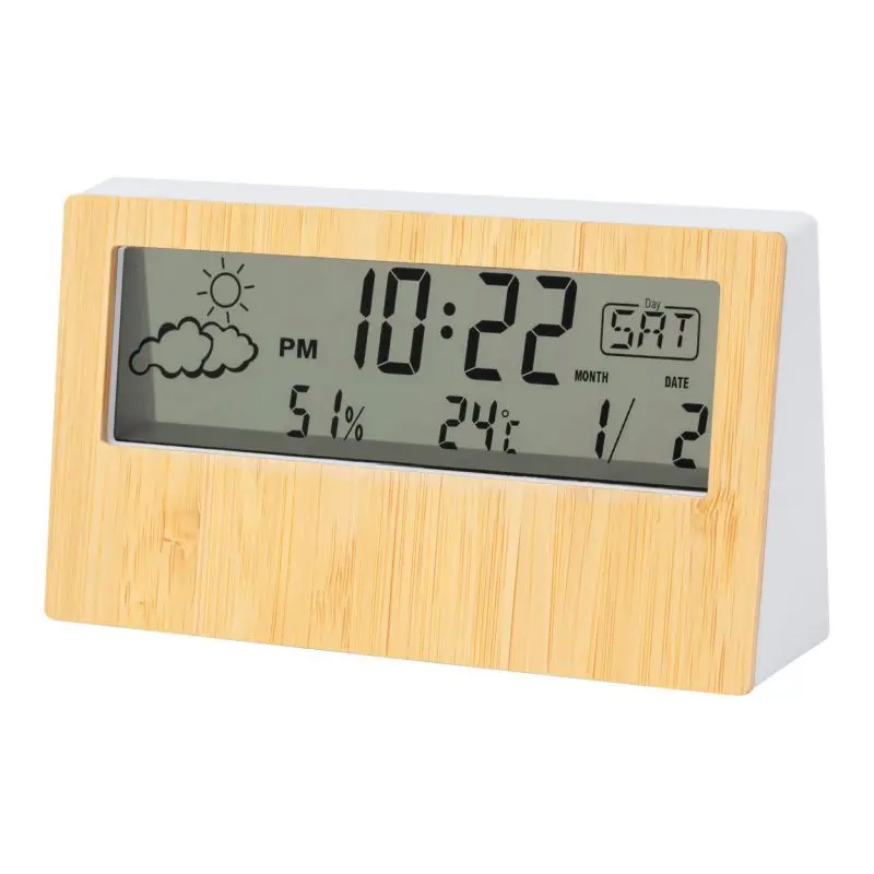 Roamer Wetterstation - Natürliches Holz Thermometer, Hygrometer und Uhr für Innen