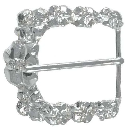 Gürtelschnalle Blütendesign Silberfarben 40 mm – Metallschnalle SM-22