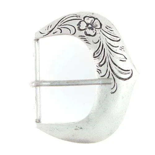 Gürtelschnalle Blumenranken Silberfarben 40 mm – Metallschnalle TS-28