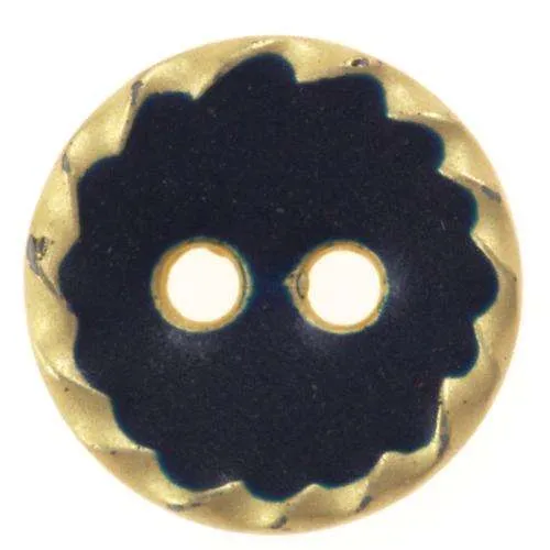Knopf mit goldener Umrandung Blau – Kunststoffknopf KBL-32