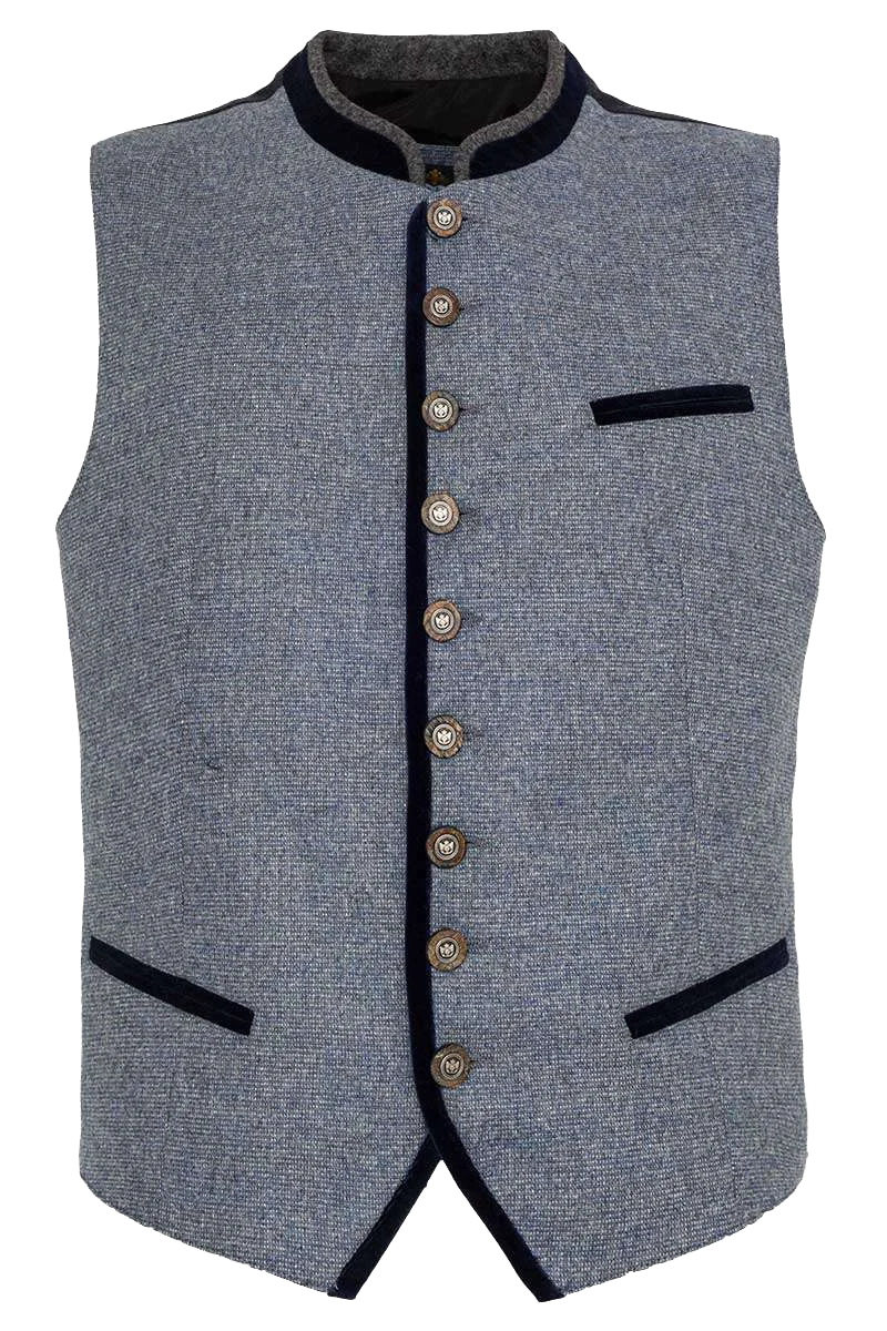 Trachtenweste mit Stretch-Rücken blau meliert