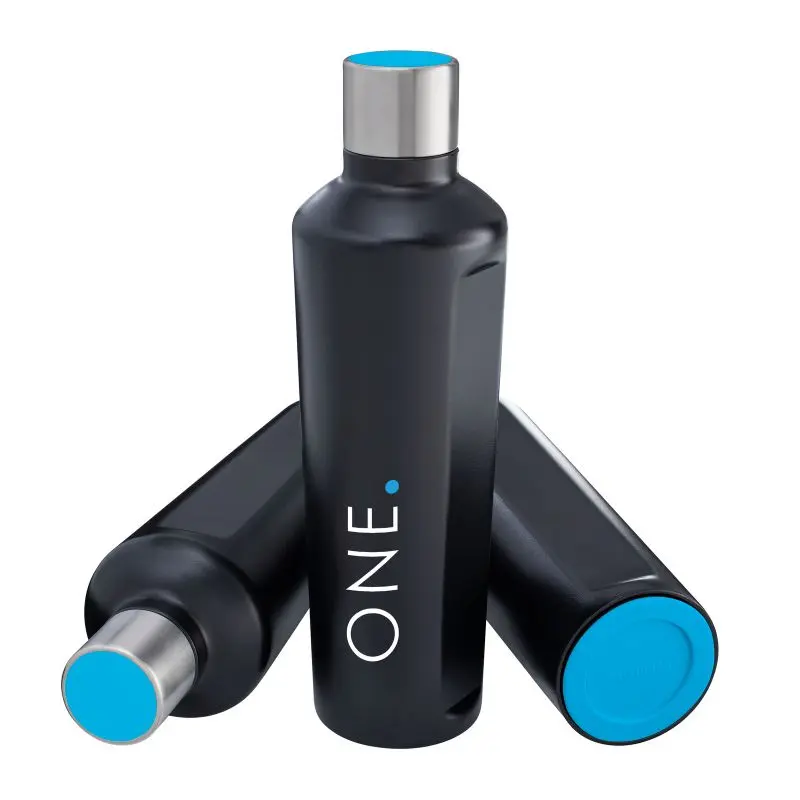 STEELONE 500 ml Thermotrinkflasche, Schwarz-Silber