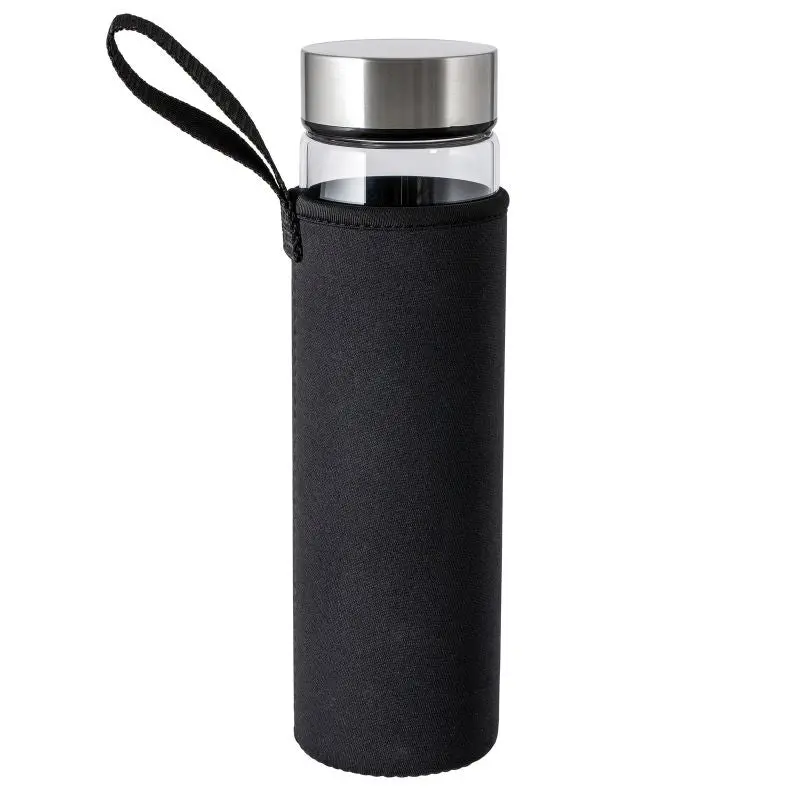PEARLAND Elegante Glasflasche, 500ml, Silber-Transparent