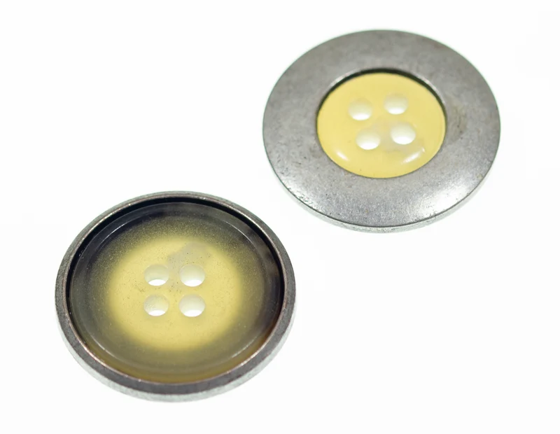 Hornimitatknopf Silberfarben-Beige 4-Loch-Knopf – Blazer- und Sakkoknopf HI-76