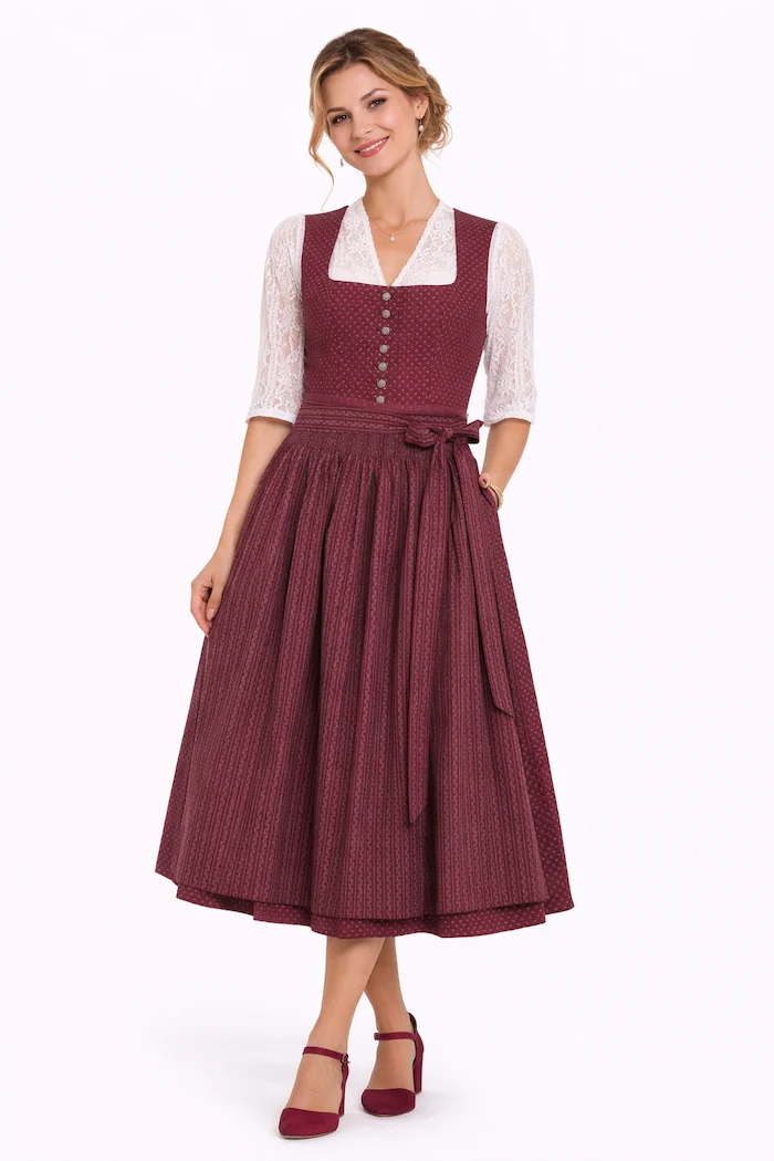 Dirndl aus Baumwolle mit Streifenschürze