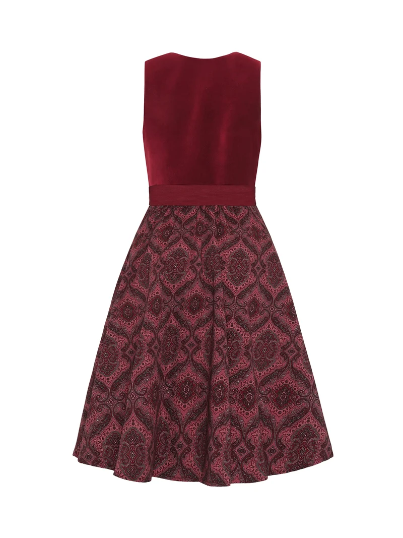 Dirndl mit Samt-Oberteil und bedrucktem Rock