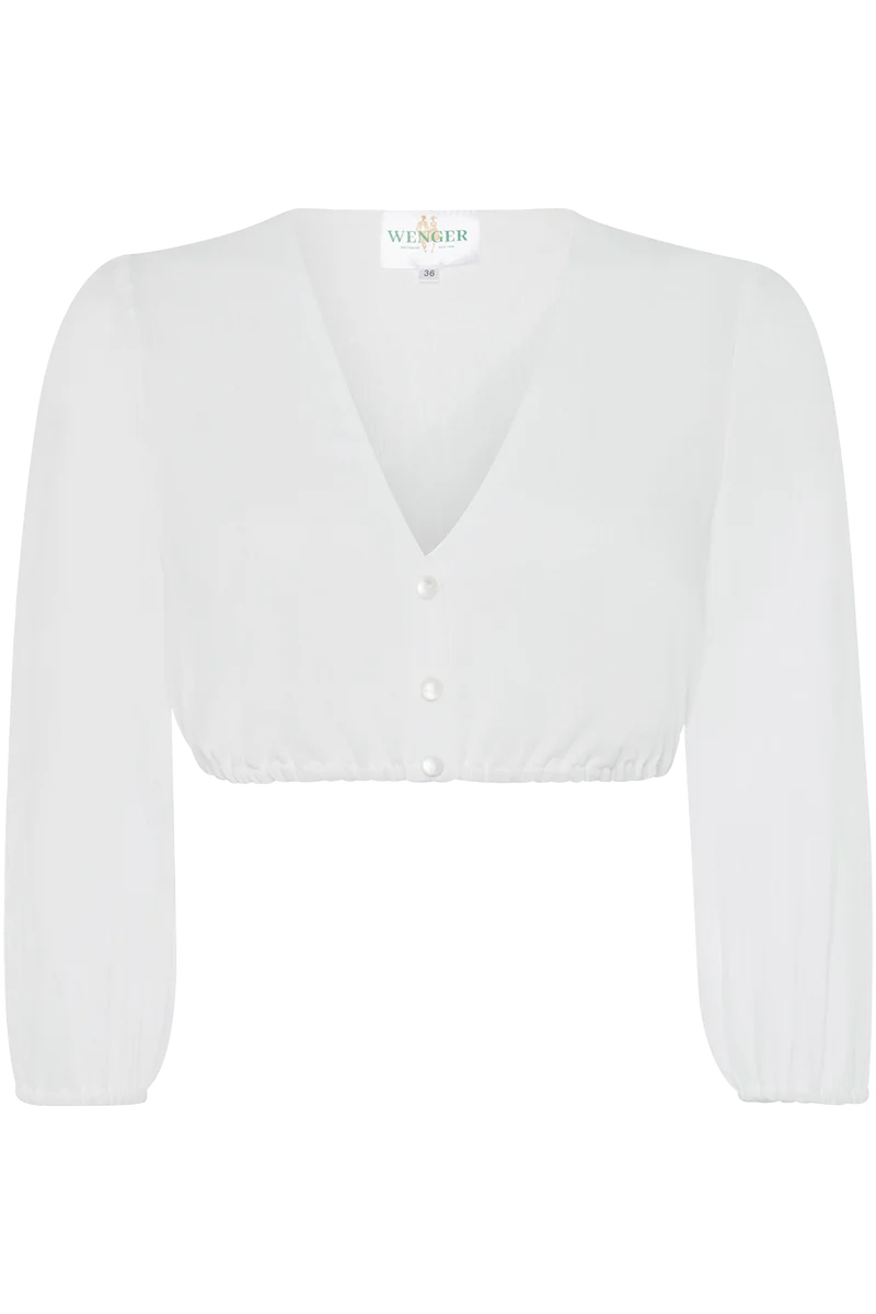 Dirndlbluse mit 3/4-Ärmeln und V-Ausschnitt - offwhite
