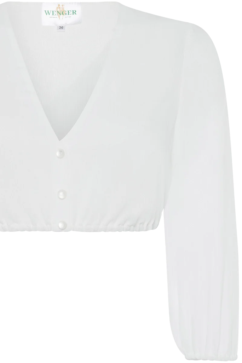 Dirndlbluse mit 3/4-Ärmeln und V-Ausschnitt - offwhite