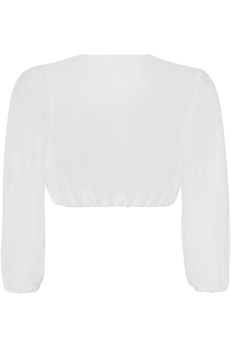 Dirndlbluse mit 3/4-Ärmeln und V-Ausschnitt - offwhite