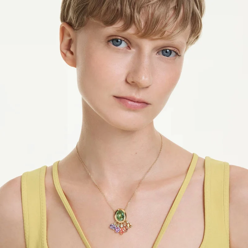 Swarovski Halskette Unisex Gema Anhänger Mehrfarbig Goldlegierungsschicht 5741587