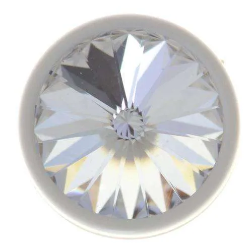 Ösenknopf Crystal Weiß eingefasst – Kristallglasknopf STS-1770