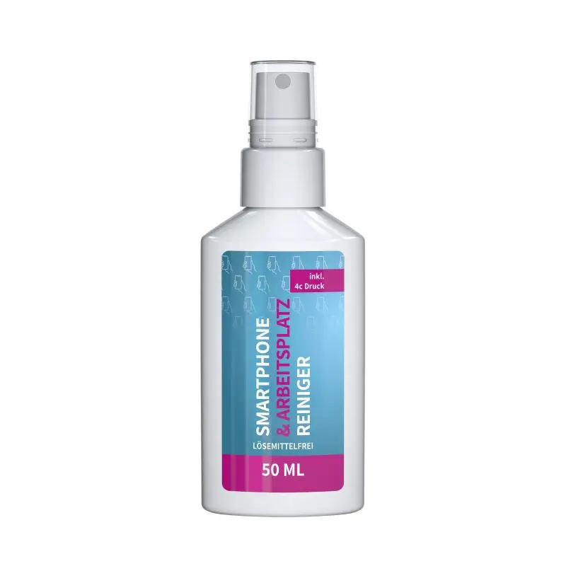 50ml Sprühflasche - Handy & Büro-Reinigungsspray - Etikett in Schwarz