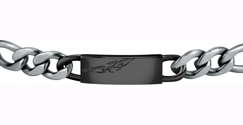 SECTOR Herren Armband ENERGY BR. BLK TAG WITH EAGLE+SS 22CM