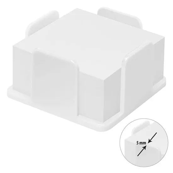 Theta Zettelbox, Dickwandig mit Weißem Papier, Weiß – Robuster Schreibtisch-Organizer