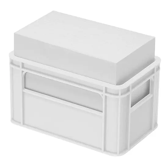 Getränkekasten Zettelbox in Weiß mit Weißem Papier – Originelles Bürozubehör
