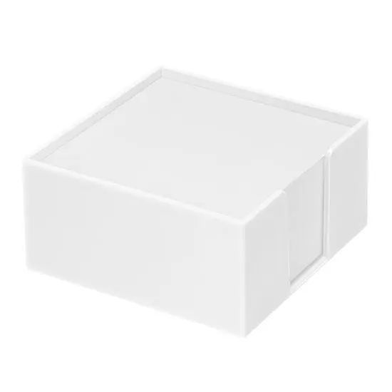 Lambda Zettelbox in Weiß, inklusive Weißem Papier – Eleganter Schreibtisch-Organizer