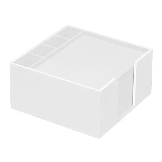 Lambda Zettelbox mit integriertem Köcher in Weiß – Stilvoller Büro-Organizer