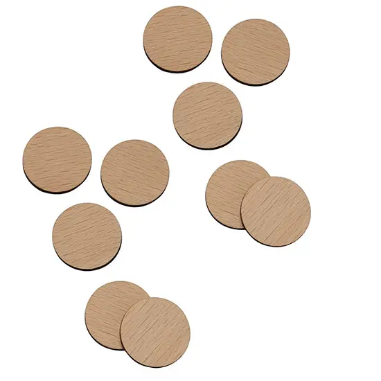 Beige Holz 1€-Chip ohne Loch, Umweltfreundlich & Praktisch für Einkaufswagen