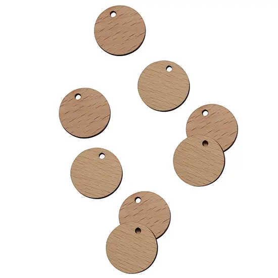 Beige Holz 1€-Chip mit Loch, Praktisch & Umweltfreundlich, Einkaufswagenlöser