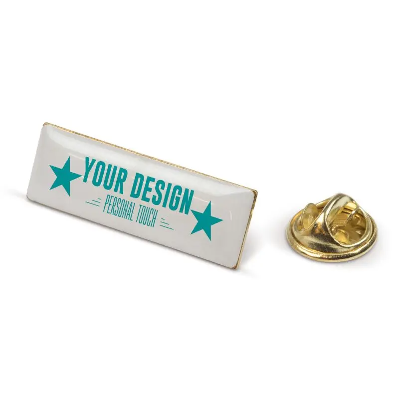 Schmaler rechteckiger Metall Pin 30x10mm in Gold Satin - Modernes Accessoire