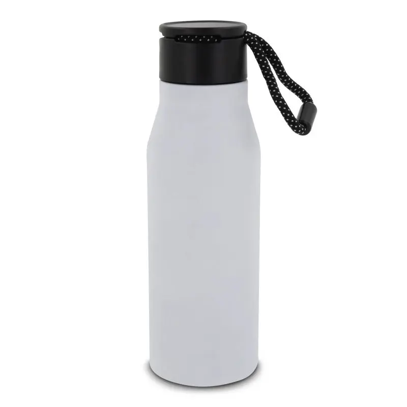 Weiße Thermosflasche 600ml mit praktischer Trageschlaufe
