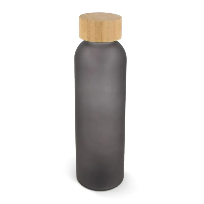 Glas-Wasserflasche mit Bambusdeckel 500 ml - Dunkelgrau