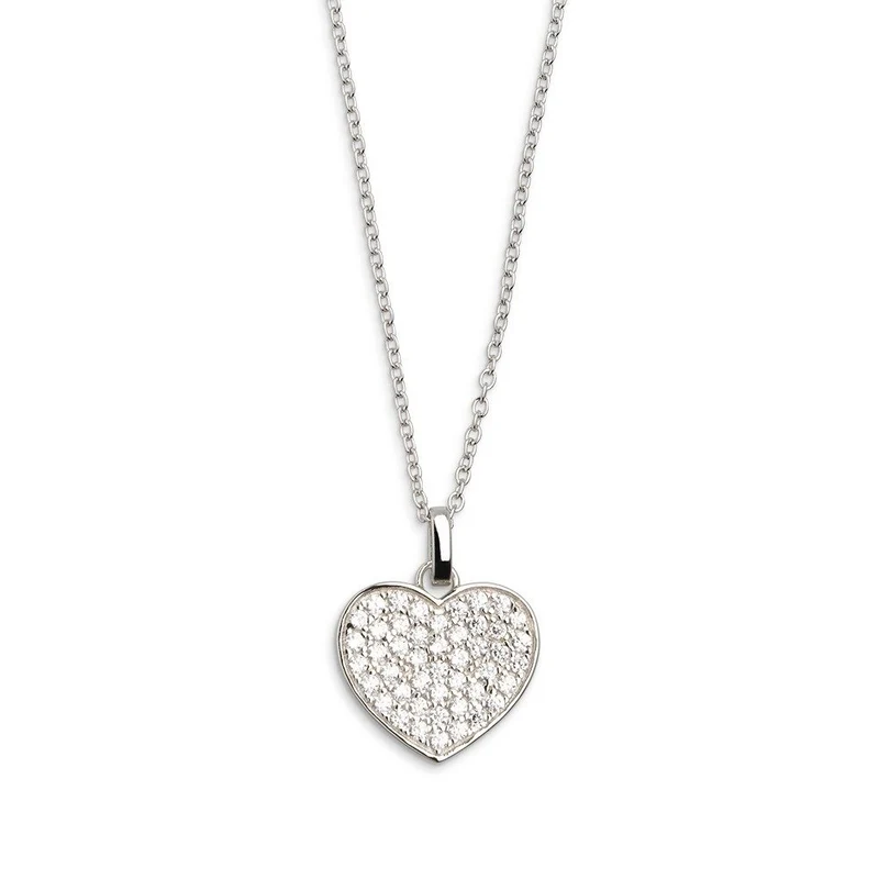 Xenox Damen Halskette mit Herz Anhänger Love Story Collier 45cm Silber XS2791