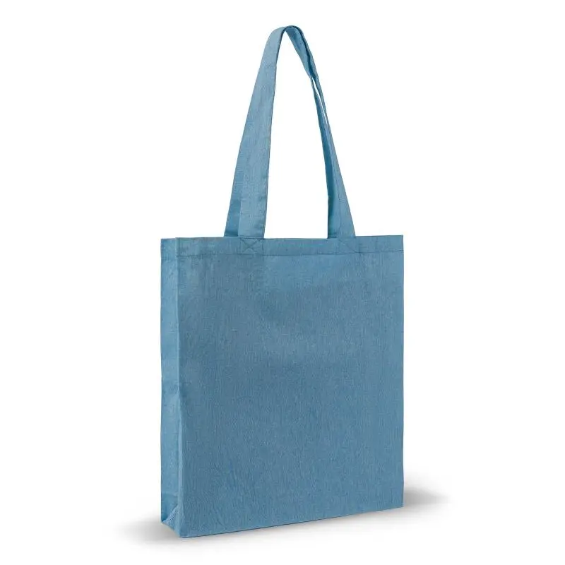 Blau Recycelte Baumwoll-Einkaufstasche, 38x42x10 cm, Umweltfreundlich & Geräumig
