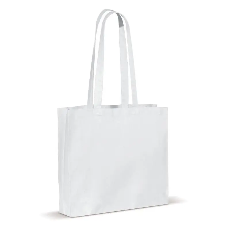 Weiße Baumwoll-Umhängetasche mit Bodenfalte, OEKO-TEX 140 g/m², Elegant & Vielseitig