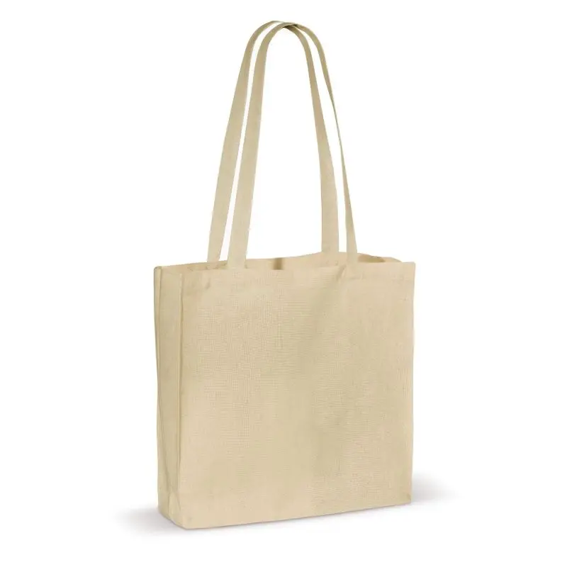 Ecru Baumwoll-Umhängetasche mit Bodenfalte, OEKO-TEX 140 g/m², Chic & Praktisch
