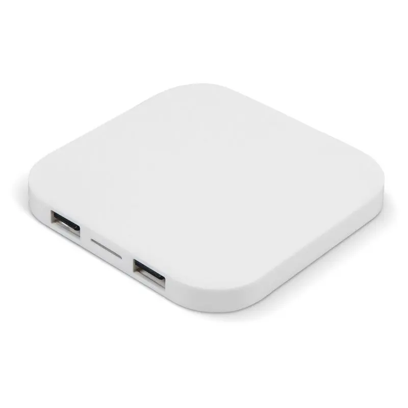 Kabelloses 5W Ladepad mit 2 USB-Ports - Schneeweiß