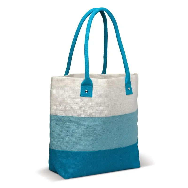 Robuste Jute-Strandtasche 340g/m² in Blau - Öko-Freundlich & Stabil