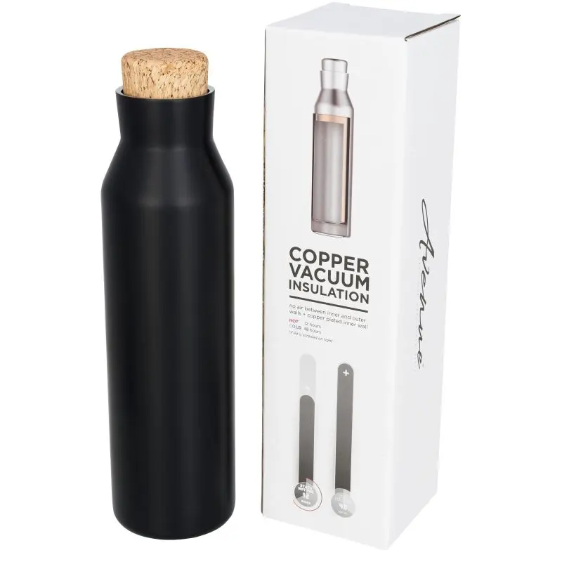 Norse 590 ml Kupfer-Vakuum Isolierflasche – Schwarze Thermoflasche für unterwegs