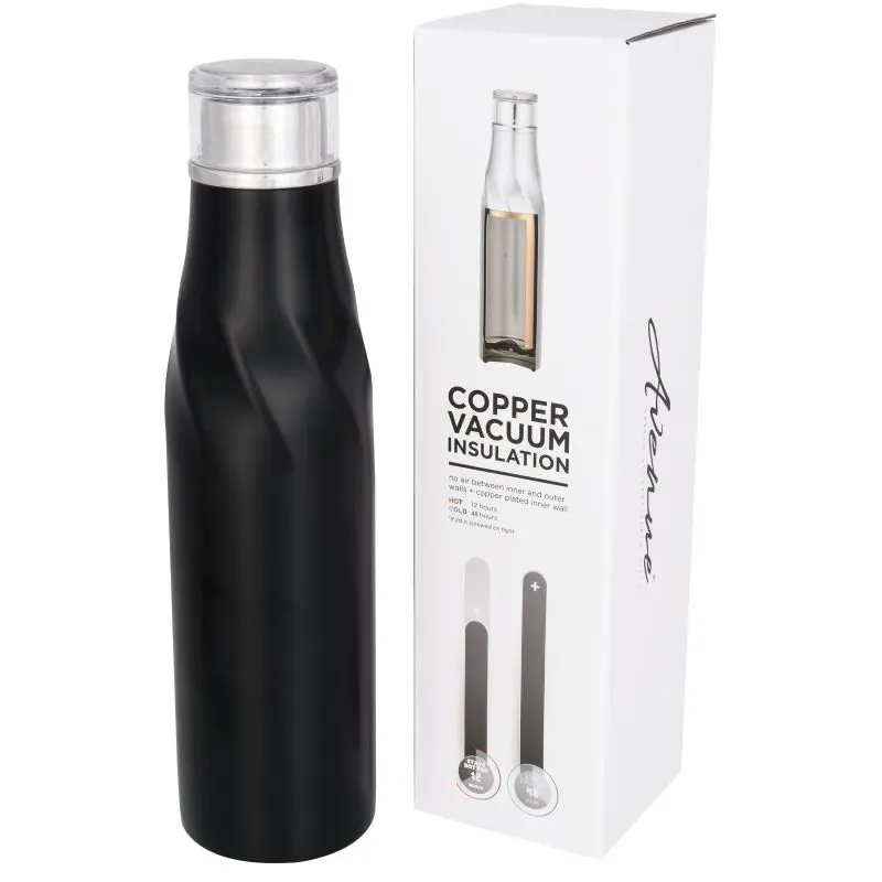 Hugo 650 ml selbstversiegelnde Kupfer-Vakuum Isolierflasche – Schwarze Thermoflasche