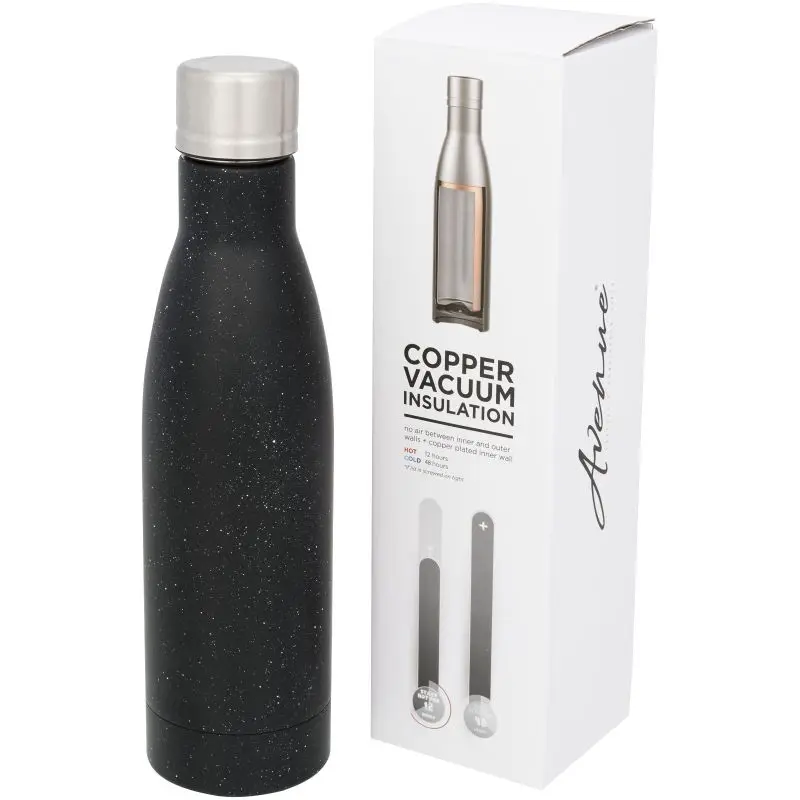 Vasa Kupfer-Vakuum Isolierflasche 500 ml - Schwarz gesprenkelt - Doppelwandige Edelstahl Thermoflasche
