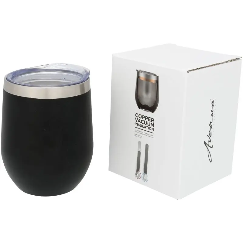 Corzo 350 ml Kupfer-Vakuum Isolierbecher – Stilvoller Thermobecher in Schwarz