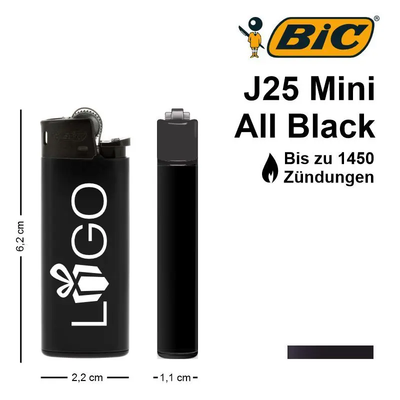 BIC J25 Mini All Black Feuerzeug – Kompakt, stilvoll, zuverlässig