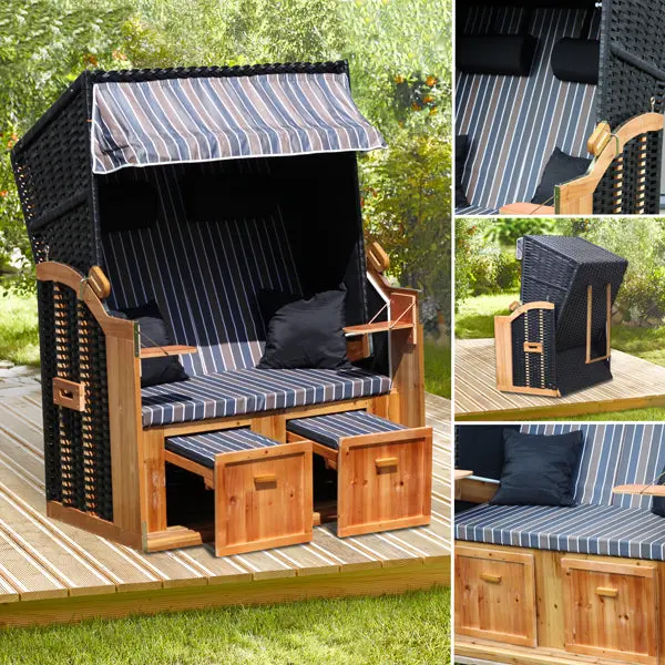 Exklusiver Strandkorb, Hochlehner, Ca. 160 cm Höhe - Komfortables Outdoor-Möbel