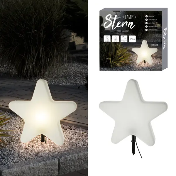 Lampe Stern, weiß, ca. 75cm Durchmesser, Outdoor – Festliche Beleuchtung | Moderne sternförmige Lampe