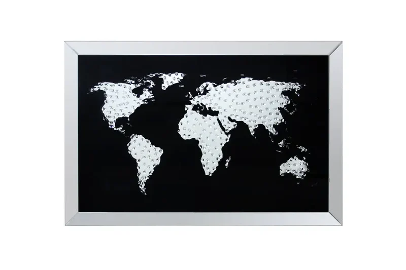 Bild Kristall Weltkarte, 90x60 cm - Stilvolle und elegante Wandkunst