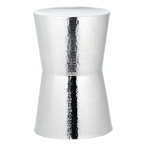 Silberner Hocker, Gehämmert, Ca. 45 cm Hoch - Elegantes Designelement