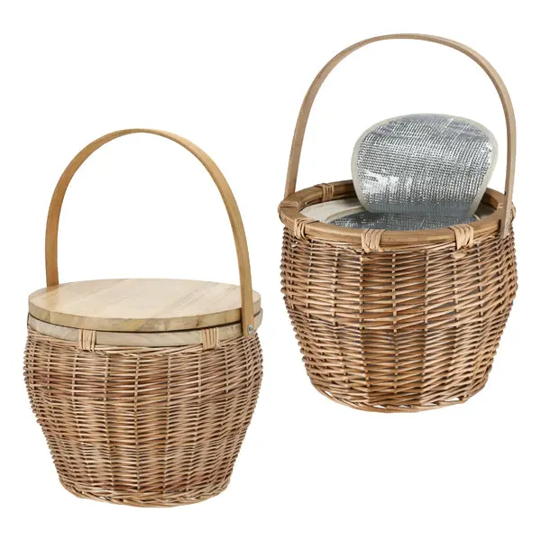 Geflochtener Picknickkorb - Rattan, ca. 34cmH: Stilvolles Zubehör für Outdoor-Speisen