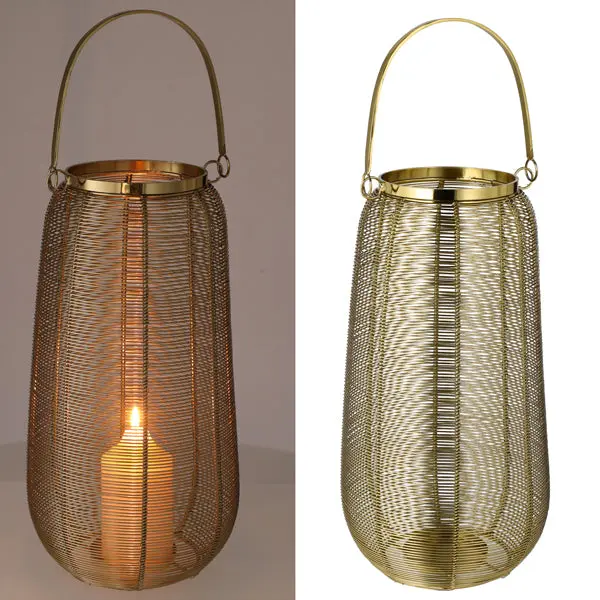 Große Goldene Laterne mit Streben-Design, ca. 43 cm Höhe