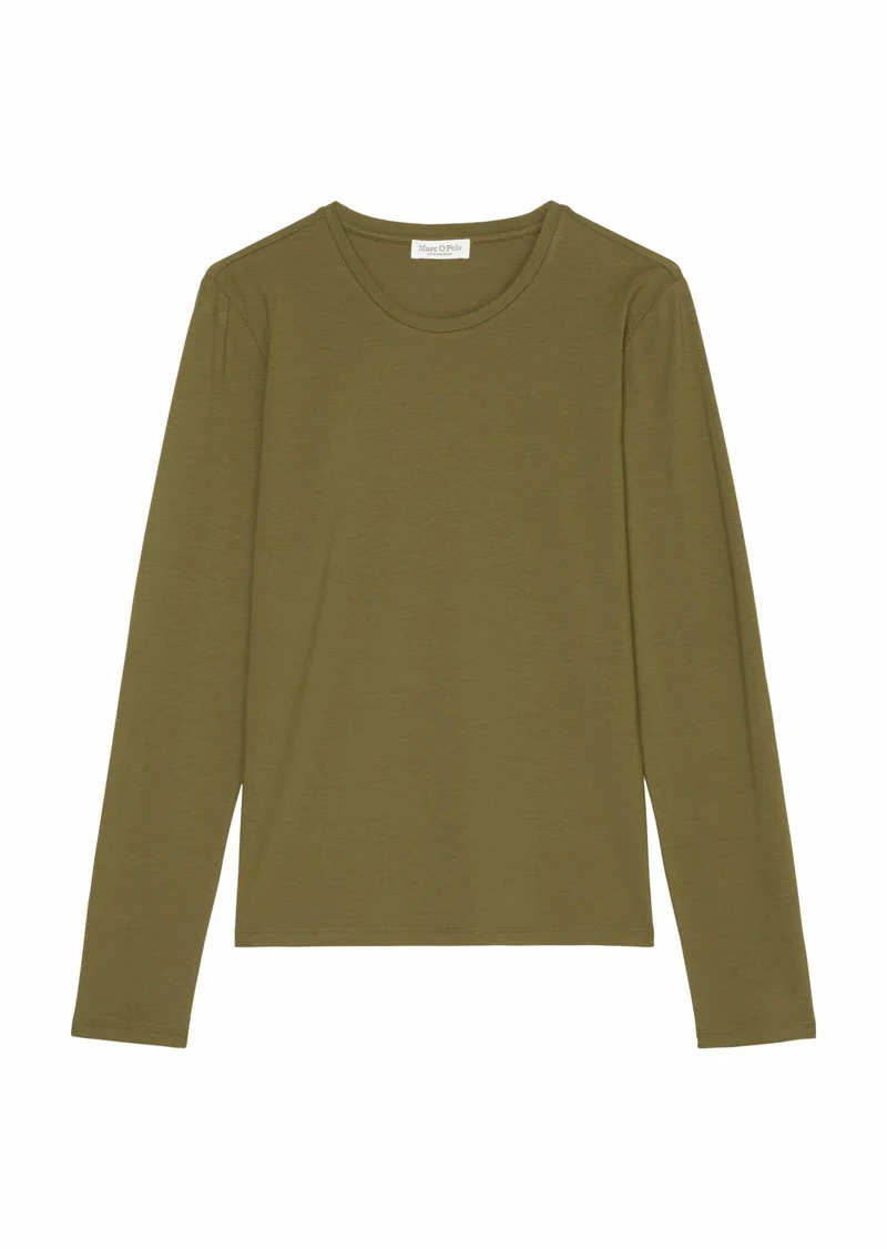 Rundhals Langarmshirt, Khaki