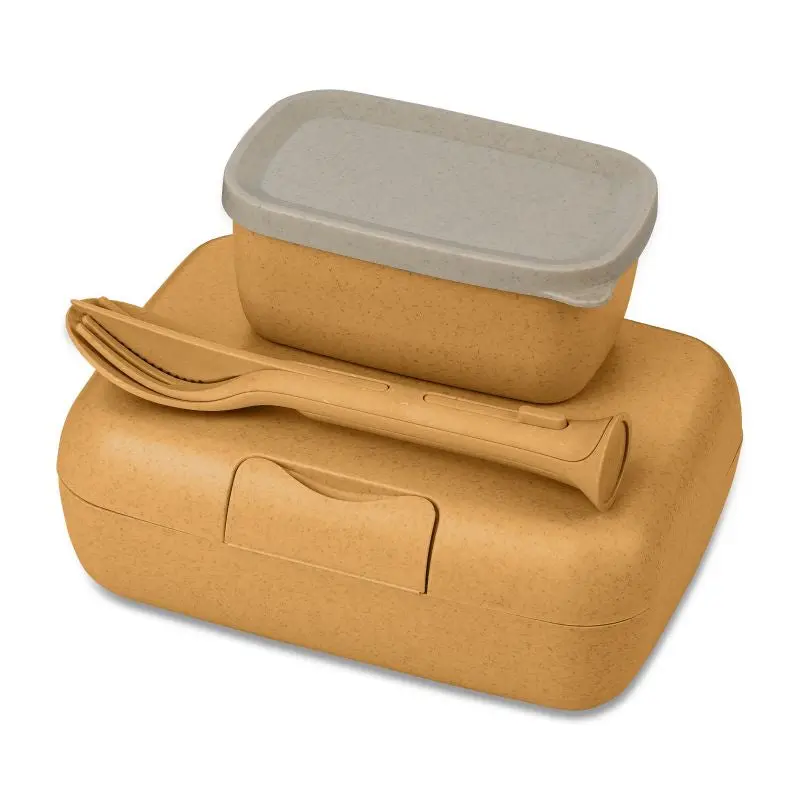 CANDY READY Lunchbox-Set mit Besteck - Nature Desert Sand Praktisch & Umweltfreundlich Vielseitige Aufbewahrung
